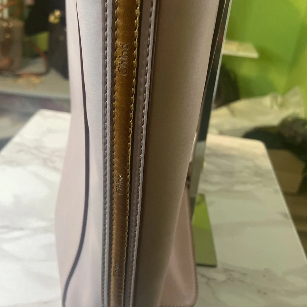 🇫🇷✨CHLOE✨Double Zip Laptop/Tote Rosewater Pink Leather with COA and Chloe dusty🌸 - Picture 12 of 15